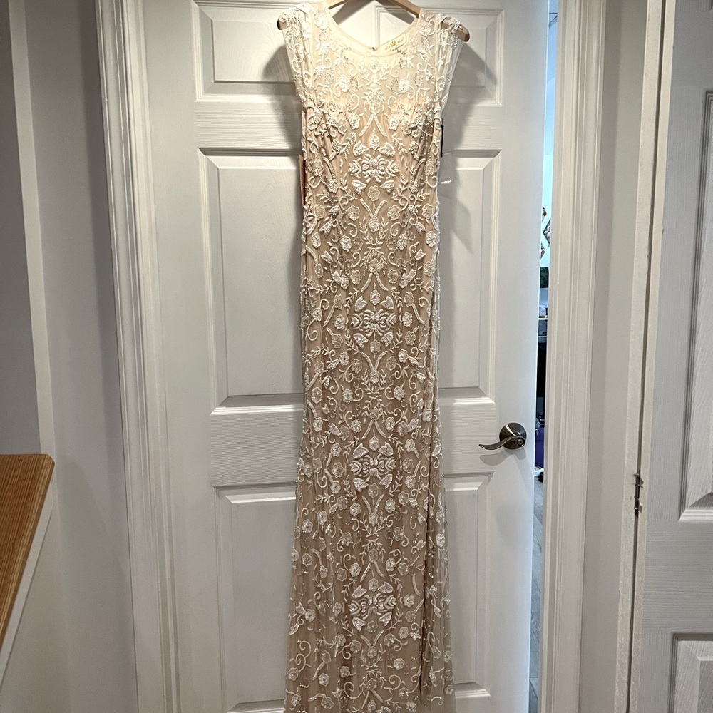 BHLDN Lotus Threads Ivory Champagne Beaded Essex Wedding Dress